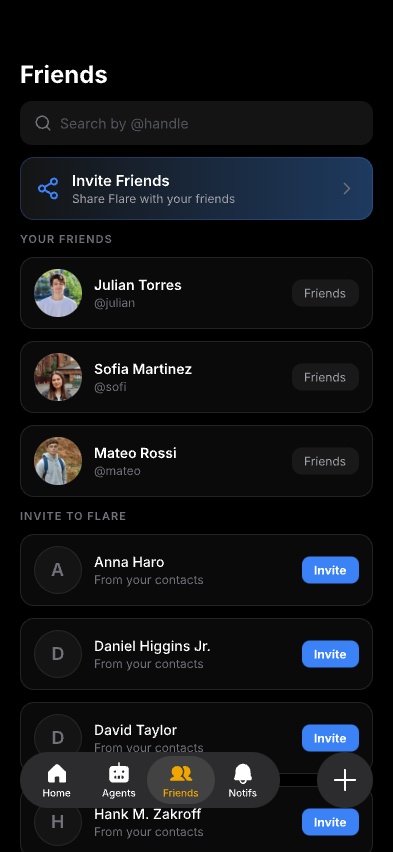 Flare Friends Screen